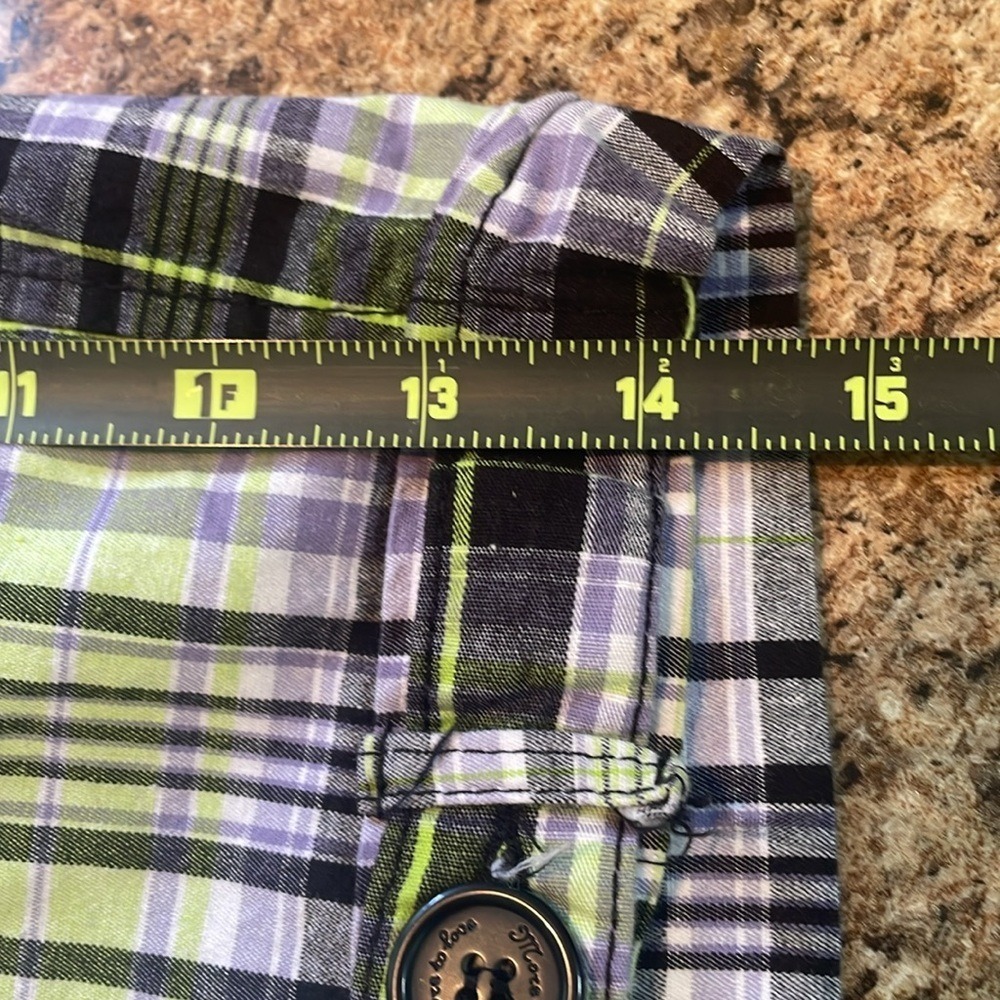 MTL More‎ to Love Plaid Shorts Size 14 Green Black Casual - Picture 8 of 10